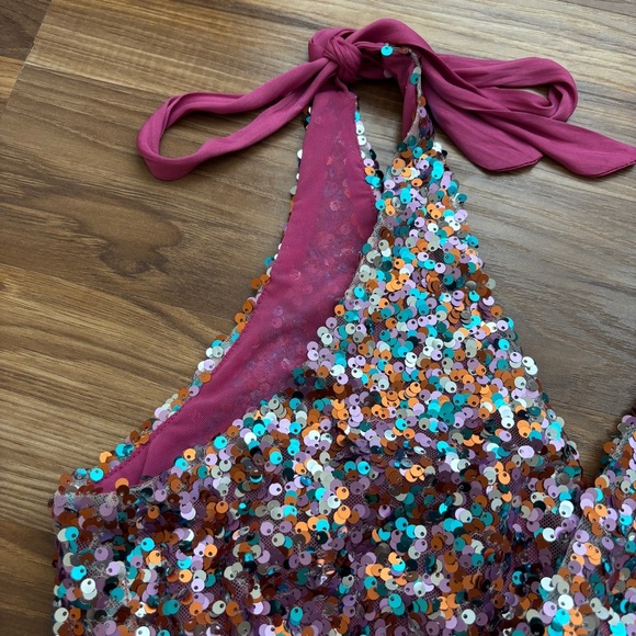 Free People Big Night Multi-Colored Sequin Crop Top - Picture 11 of 14